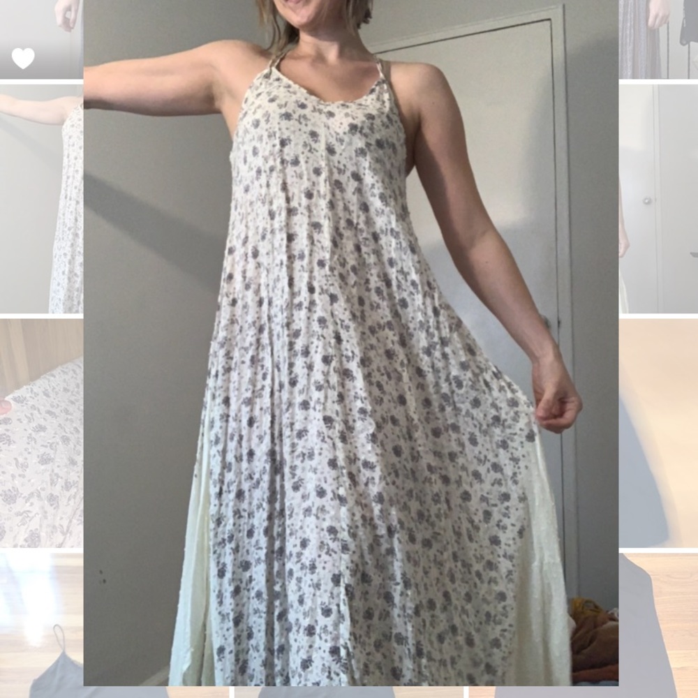 Long floral flowy dress with lace detail